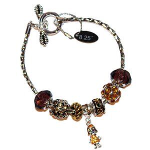 DaVinci Charm Bracelet 7" w/ 8.25 Beads - Girl Daughter Girlfriend Golden Yellow